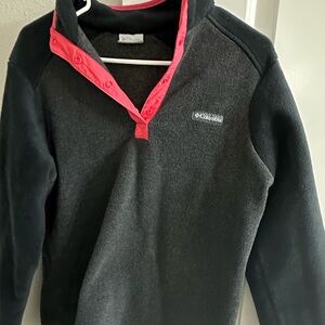 Columbia Zip Up Sweater in Black and Red